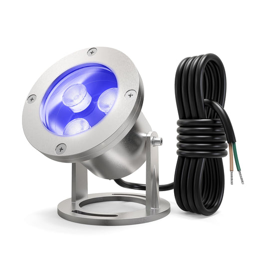 ATCD 9W LED Underwater Light, 12V Blue Lighting, IP68 Rated